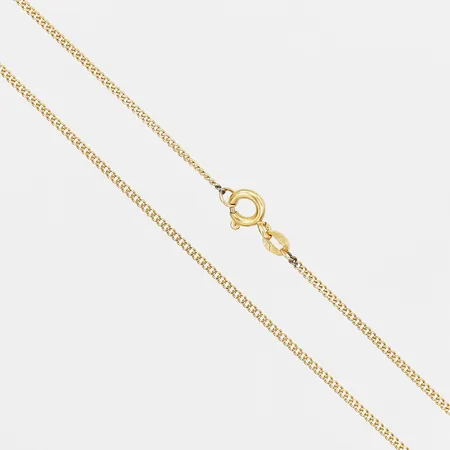 Kedja pansar, längd 46,5cm, 1,5mm, ringlås med slitage, 18K guld.  Vikt: 3,6 g