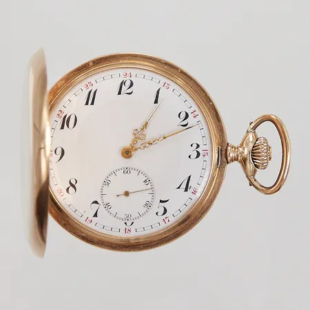 Savonett, Zenith, Ø50,5mm, 14K, manuell, liten visare, boettnummer: 287827/90, verknummer: 2729912, innerboett i metall, personlig gravyr, etui, Bruttovikt:92,6g.