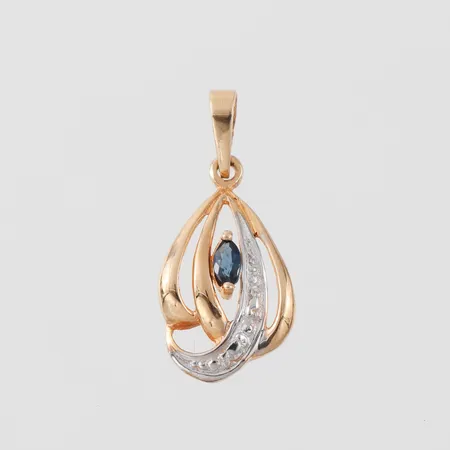 Hänge med stenar, höjd med ögla ca 22.6 mm, 18k. Vikt: 0,9 g