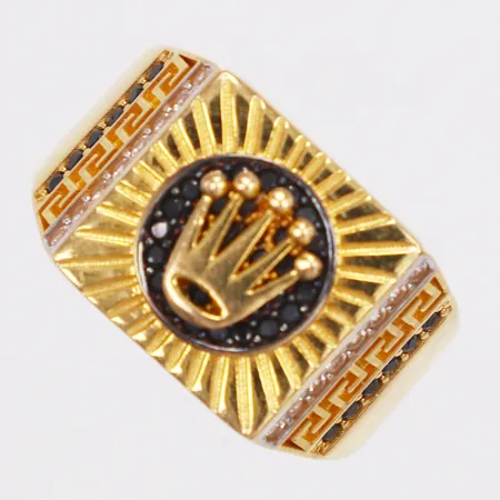 Klackring, svarta & vita stenar, stl 20½, bredd 4-14mm, 21K  Vikt: 9,7 g