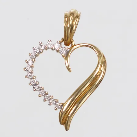Hänge, hjärta, diamanter 15xca0,005ct, längd 20mm inkl ögla, bredd 15mm, 18K Vikt: 0,9 g