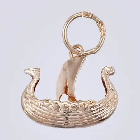 Hänge vikingaskepp, längd: ca 1,6cm, bredd: ca 13mm, 14K Vikt: 0,6 g