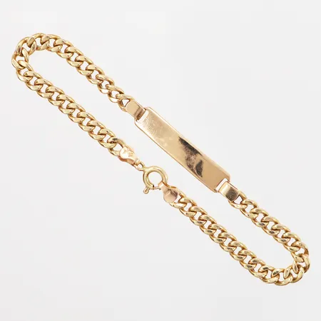 Armband Pansar med bricka, 18cm, bredd: 4mm, repor på bricka, 18K Vikt: 6,2 g