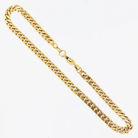 Armband Pansar, 21cm, bredd 4mm, Balestra, smärre skevhet på 1 länkbit, 18K. Vikt: 13,5 g