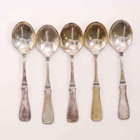 5 Kaffeskedar, 11cm, 830/1000 Silver 57,7g.