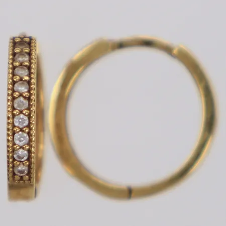 Örhängen, vita stenar, Ø14,7mm, bredd: 2,5mm, 18K Vikt: 2,4 g