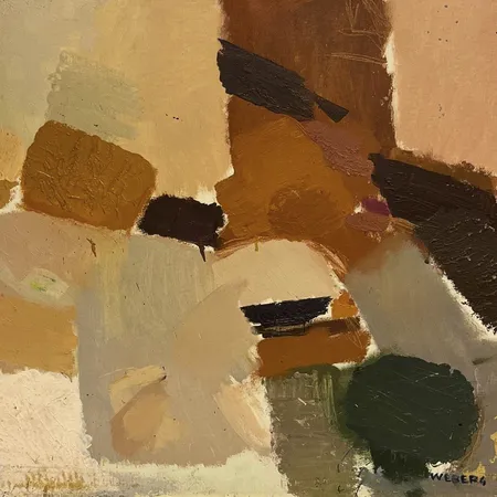 Tavla,  abstrakt motiv, Willie Weberg (1910-1995), olja på canvas, mått inklusive ram ca 105x75cm, signerad, ytsmuts, samt mindre märken i duken Specialfrakt, kontakta pantbankskontoret för mer information.