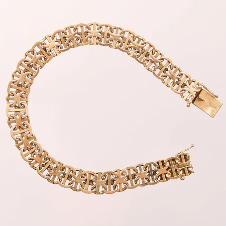Armband x-länk med stav, 19cm, bredd:9mm, 18K 21,0g.