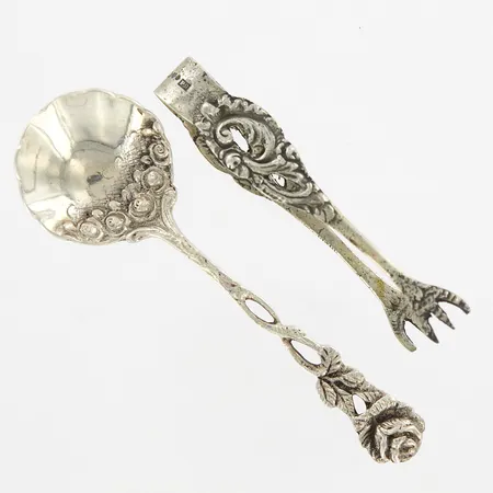 Sockertång 75mm, Sockersked 100mm, silver 830/1000  Vikt: 24,3 g