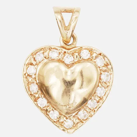 Hänge, hjärta med vita stenar, längd 22mm, 18K guld Vikt: 2,3 g