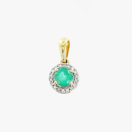 Hänge, diamanter 18x0,005ct, 8/8-slipade, smaragd Ø3,7mm, 11,5x6,2mm, GHA, 18K.  Vikt: 0,7 g