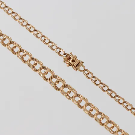Collier Bismark, Väsby Guldgruva,Jan Haddad Stockholm, längd ca 45 cm, bredd 3.4-6.1 mm, 18k. Vikt: 12,6 g