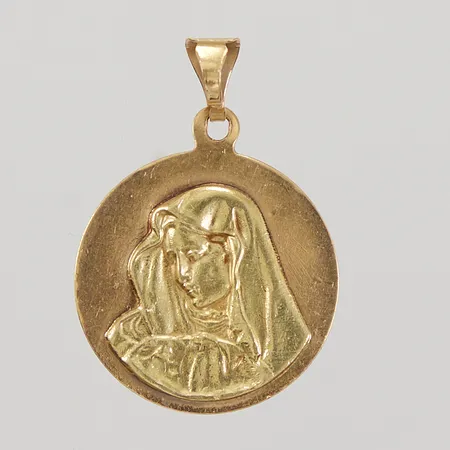 Hänge Madonna, längd inklusive ögla 34,5mm, Ø25mm, 18K,  Vikt: 5,2 g