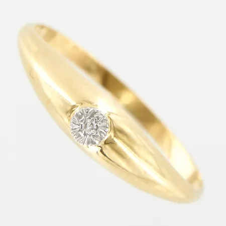 Ring med diamant 0,01ct, stl 19, bredd ca 3,5mm, 18K Vikt: 1,2 g