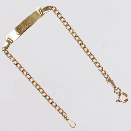 Armband, Pansar, namnbricka, längd 13cm, bredd 2-4mm, gravyr, 14K Vikt: 1,2 g
