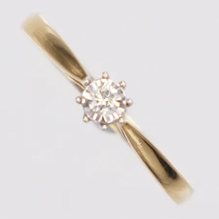 Ring, diamant 1xca0,05ct, stl 17½, bredd 1,7-4,5mm, Guldfynd, 18K  Vikt: 1,5 g