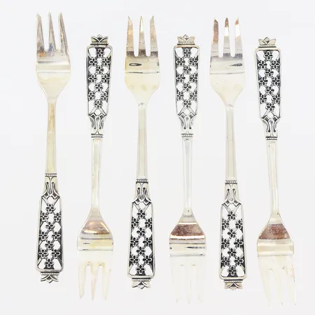 6 tårtgafflar modell Prinsess, 137mm, Cesons, silver 830/1000. Vikt: 102,7 g