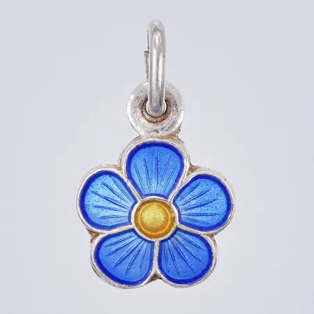 Hänge blomma med färgad emalj, längd: ca 1,5cm, bredd: ca 10mm, 925/1000, silver Vikt: 0,6 g