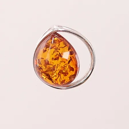 Hänge, 15mm, bärnsten, 925/1000 Silver 1,5g.