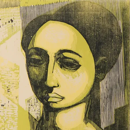 Thore Andersson "Carmen La Gitana", träsnitt, provtryck, bildmått 37x28 cm, rammått 56x45 cm. Skickas med postpaket.