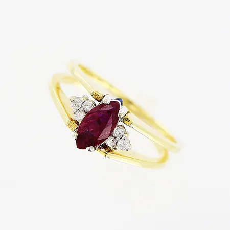 Ring, vändbar, diamanter 12x0,01ct, välj mellan  röd eller blå sten, stl 17¾, bredd 3-8mm, 18K Vikt: 6,1 g