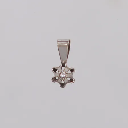 Hänge med diamant ca 0,01ct, längd 10mm, bredd 5mm, vitguld, 18K Vikt: 0,2 g