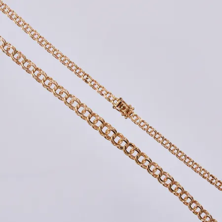 Collier doserad Bismarck, längd: ca 42,5cm, bredd: ca 4-7mm, GHA, 18K  Vikt: 15,5 g