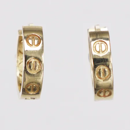 Ett par örhängen, creoler, mönsterdekor, Ø10mm, bredd 3,5mm, OBS Ej märkesdesign, 14K Vikt: 2,4 g