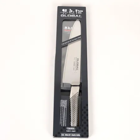 Kniv/kockkniv, Global, G-2, allkniv, längd 20cm, Cromova 18 Stainless steel, tillverkad av Yoshikin, Japan, i originalförpackning