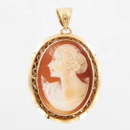 Hänge med camé, ca 40mm, 14K Vikt: 8,9 g