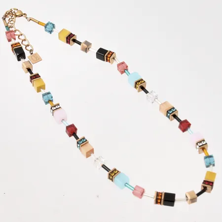 Collier - COEUR DE LION, Germany, flerfärgade stenar, gulmetall, längd 42-47 cm, bredd -6,4x6,4mm, original etui, ref-nr 2838/10-1582, inköpt 2023, certifikat från Smycka Östersund, fint skick.