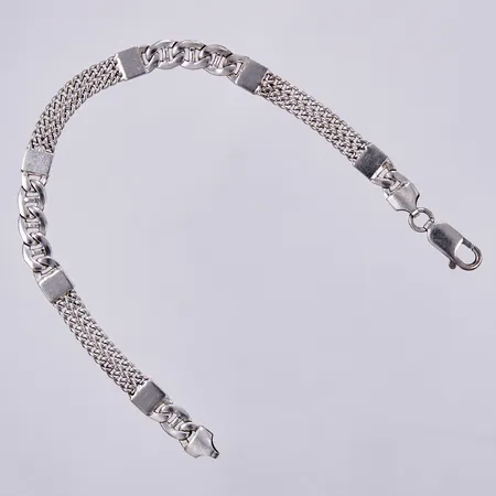 Armband pansar/figaro, längd: ca 22cm, bredd: ca 7mm, 925/1000, silver Vikt: 16,1 g
