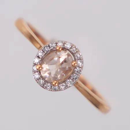 Ring med diamanter 18xca 0,005ct samt färgsten, stl 16½, bredd: 1,6-7,6mm, Guldfynd, roséguld, 18K Vikt: 1,9 g