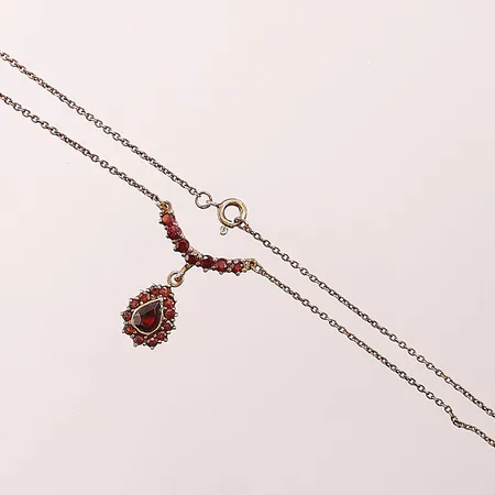 Collier, granater, 44cm, förgylld silver, 925/1000 5,0g.