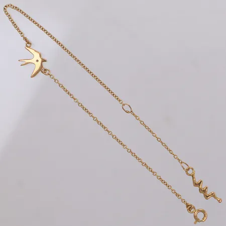 Armband med integrerad fågel, diamant 1 x ca. 0,01ct, längd: 18+21cm, bredd: 1mm, 18K Vikt: 2,5 g