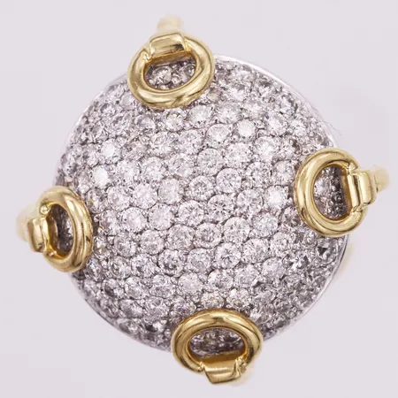 Ring, diamanter ca 2,4ctv, stl 15¼, bredd 3,9-20,8mm, tvåfärgad, 18K Vikt: 23,3 g