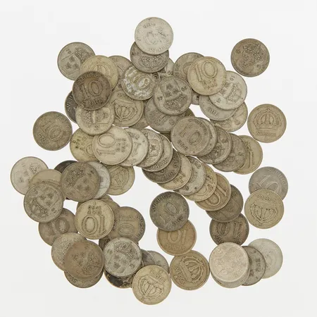 73 mynt, 10 öre, 400/1000 Silver Vikt: 104,1 g