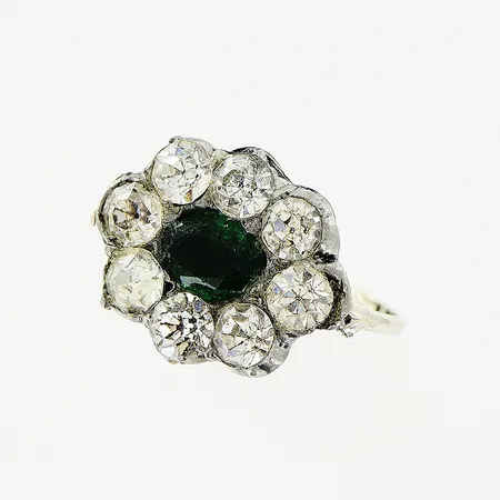 Ring stl 16½, skena i 18K, stenar infattade i metall, bruttovikt 3,2g, metall/18K