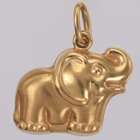 Hänge, elefant, 25x21mm, ihålig, italienska stämplar, 18K Vikt: 2,1 g