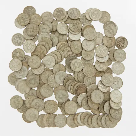 167 mynt, 25 Öre, blandade årtal, 400/1000 Silver Vikt: 384,8 g