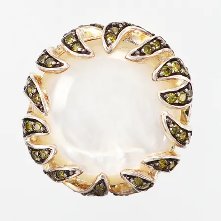 Ring Thomas Sabo, pärlimitation samt gröna stenar, stl 17¾ bredd: 3-27mm, originaletui, silver 925/1000 Vikt: 16 g