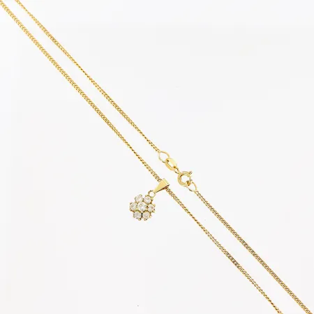 Kedja Pansar, 45,5cm, bredd 1,4mm, hänge med stenar 15x8mm, 18K. Vikt: 5,8 g