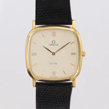 Herrur, Omega De Ville, 18K, 30mm, quartz, boettnr: 53188037, safirglas, svart läderband, box