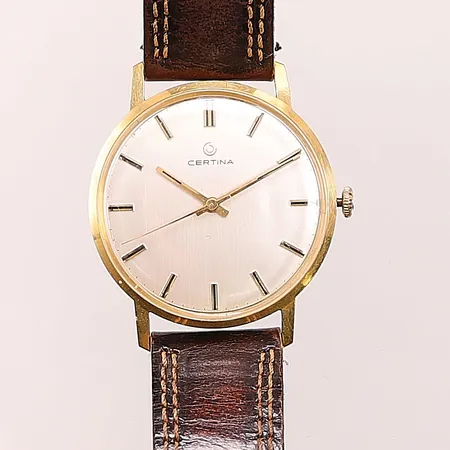 Herrur Certina 18K, 33,5mm, manuell, defekt läderband.