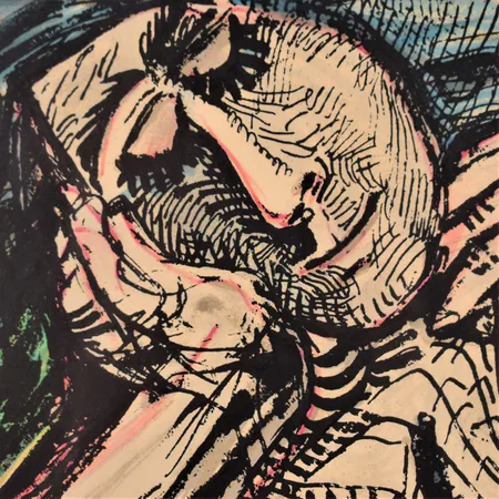 Tavla, färglitografi, Ur "Au Baiser d'Avignon", Pablo Picasso, signerad samt daterad 3.6.69 i trycket, ca 40x49,5cm, ej examinerad ur ram, bladet mindre gulnat.  Specialfrakt, kontakta pantbankskontoret för mer information.