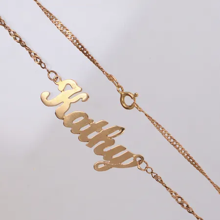 Namncollier, 53cm, bredd: 2mm, hängets mått: 40x15mm, 18K Vikt: 6,5 g
