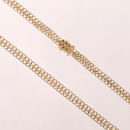 Collier fiskbenslänk, 43cm, bredd:6mm, ojämnheter, 18K 21,4g.