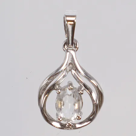 Hänge med vit sten 10x19mm, stämplad Teka, silver 925/1000 Vikt: 0,8 g