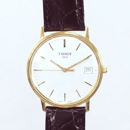 Herrur Tissot, Ø33,5cm, behov av batteribyte, datum,  18k 28,7gr bruttovikt  