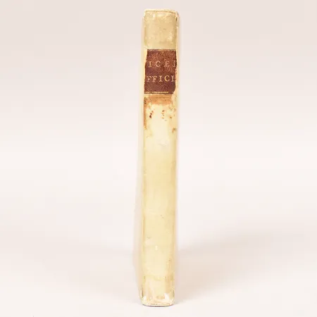 Bok, ICET FFICI,  MARCI TVLLII CICERONIS OFFICIOR V M LIBRI TRES, PAVLVS MANVTIVS ALDI, Venedig år 1552, ej genomgången 